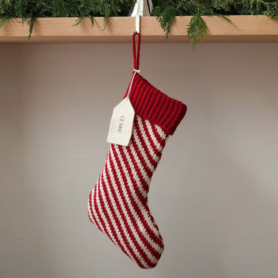 Melrose International Embroidered Candy Cane Stocking (Set of 2)